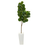 6’ Fiddle leaf Fig Artificial Tree in Tall White Planter-Parc Decor