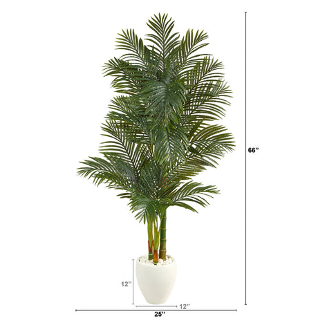 6’ Golden Cane Artificial Palm Tree in White Planter-Parc Decor