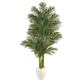 6’ Golden Cane Artificial Palm Tree in White Planter-Parc Decor