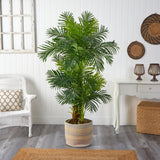 6’ Hawaii Artificial Palm Tree in Handmade Natural Cotton Multicolored Woven Planter-Parc Decor