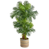 6’ Hawaii Artificial Palm Tree in Handmade Natural Cotton Multicolored Woven Planter-Parc Decor