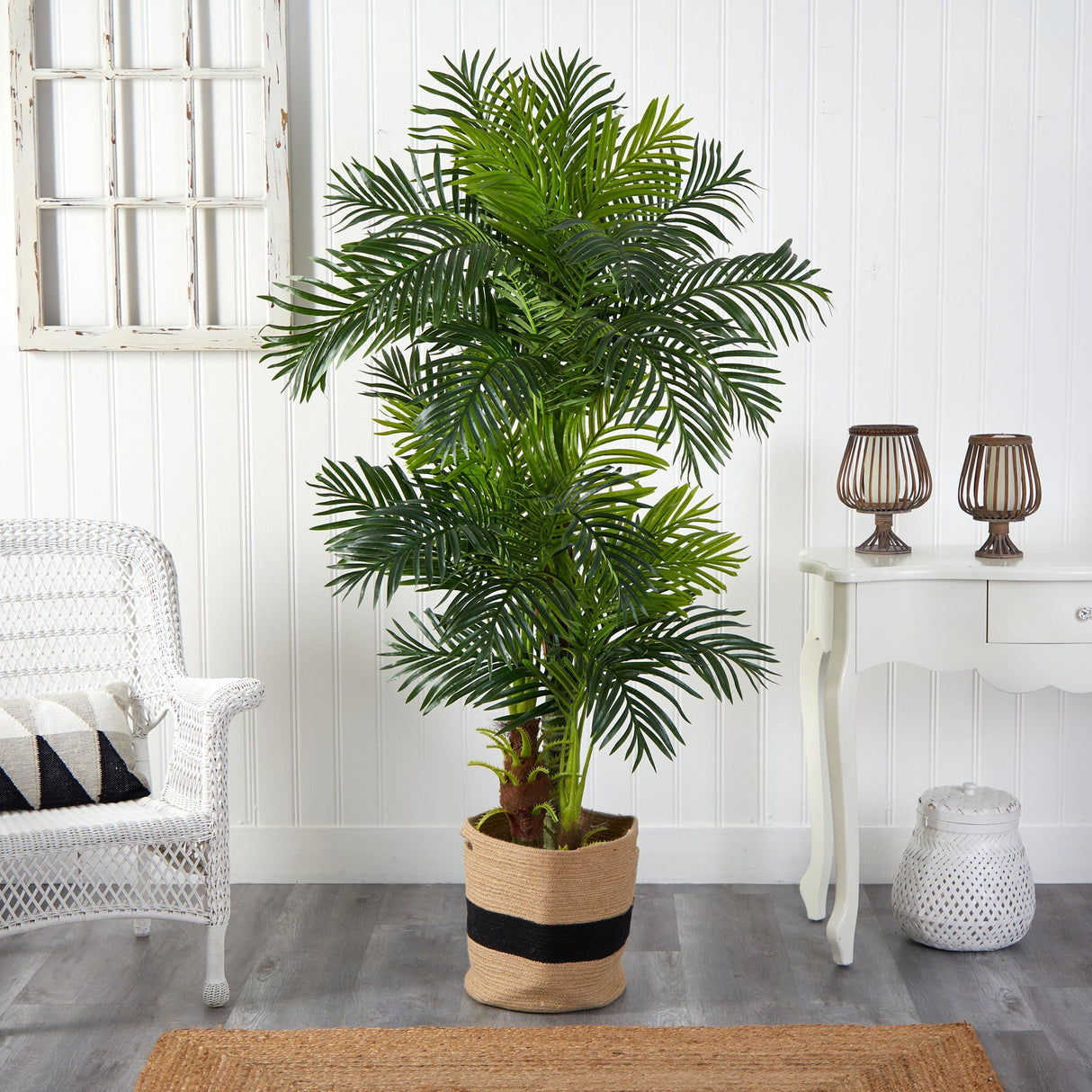 6’ Hawaii Artificial Palm Tree in Handmade Natural Cotton Planter-Parc Decor