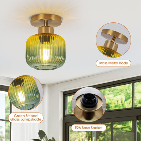 6 Inch Bard 1-Light Semi-Flush Mount Ceiling Light-Parc Decor