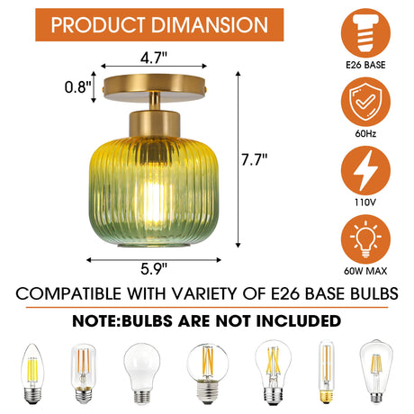 6 Inch Bard 1-Light Semi-Flush Mount Ceiling Light-Parc Decor