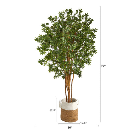 6’ Japanese Maple Artificial Tree in Handmade Natural Jute and Cotton Planter-Parc Decor