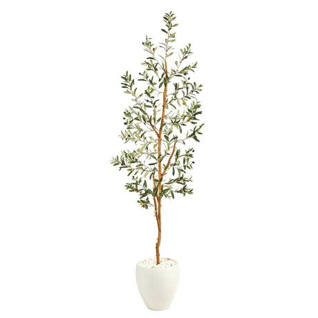6’ Olive Artificial Tree in White Planter-Parc Decor