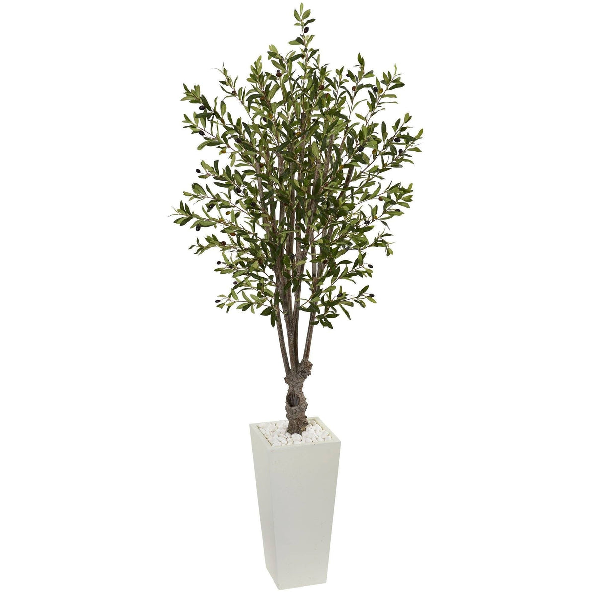 6' Olive Artificial Tree in White Tower Planter-Parc Decor