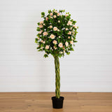 6’ Rose Artificial Tree with Woven Trunk-Parc Decor