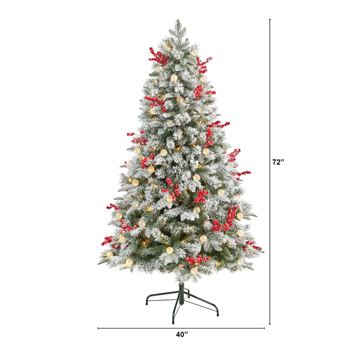 6' Snow Tipped Norwegian Fir Pre-Lit Tree with 200 LED Lights, 50 LED Globe Lights-Parc Decor