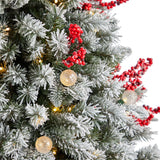 6' Snow Tipped Norwegian Fir Pre-Lit Tree with 200 LED Lights, 50 LED Globe Lights-Parc Decor