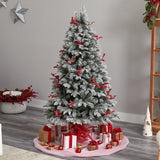 6' Snow Tipped Norwegian Fir Pre-Lit Tree with 200 LED Lights, 50 LED Globe Lights-Parc Decor