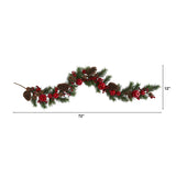 6’ Apple, Berries and Pinecone Artificial Garland-Garland-Parc Decor