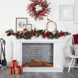 6’ Apple, Berries and Pinecone Artificial Garland-Garland-Parc Decor