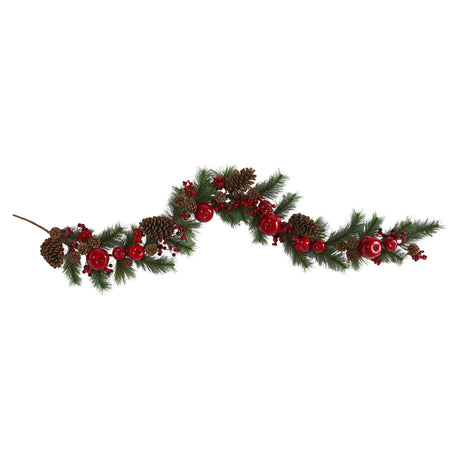 6’ Apple, Berries and Pinecone Artificial Garland-Garland-Parc Decor