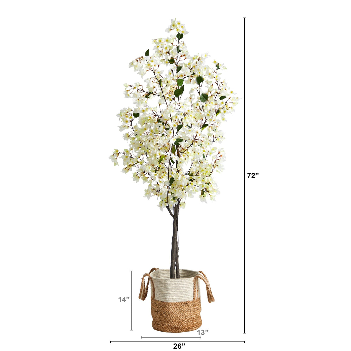 6’ Artificial Bougainvillea Tree with Handmade Jute & Cotton Basket-Plant in Planter-Parc Decor