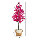6’ Artificial Bougainvillea Tree with Handmade Jute & Cotton Basket-Plant in Planter-Parc Decor