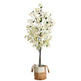 6’ Artificial Bougainvillea Tree with Handmade Jute & Cotton Basket-Plant in Planter-Parc Decor