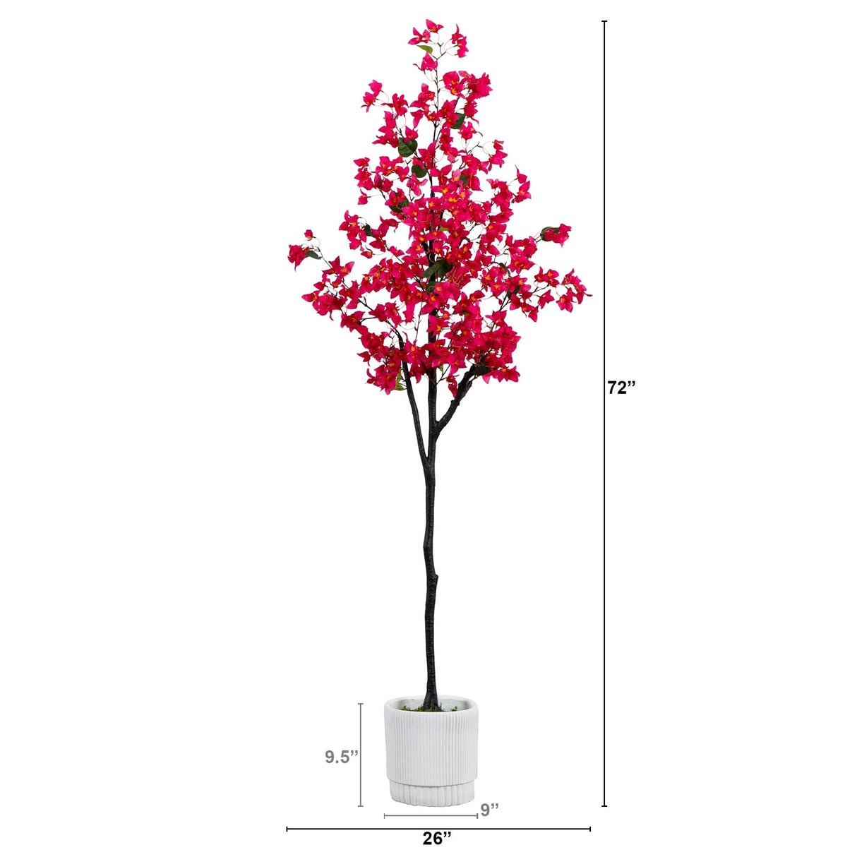 6’ Artificial Bougainvillea Tree with White Decorative Planter-Tree-Parc Decor