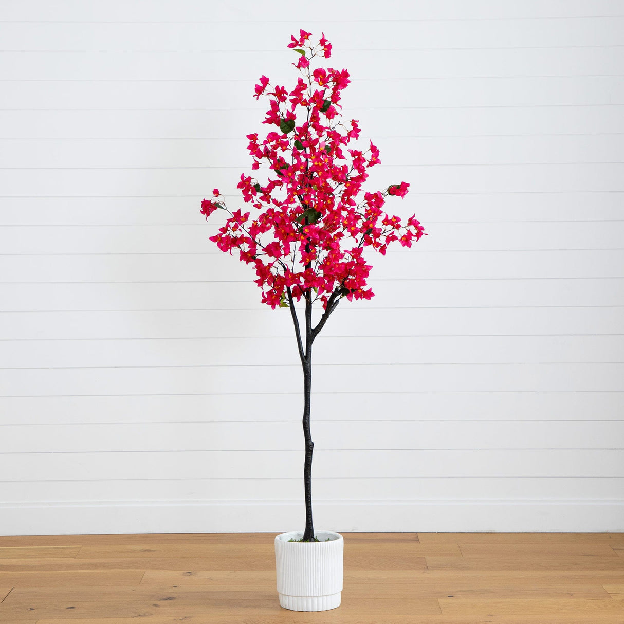 6’ Artificial Bougainvillea Tree with White Decorative Planter-Tree-Parc Decor