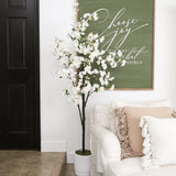 6’ Artificial Cherry Blossom Tree with White Decorative Planter-Tree-Parc Decor