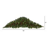 6' Artificial Christmas Swag with 50 LED Lights, Berries and Pine Cones-Garland-Parc Decor