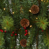 6' Artificial Christmas Swag with 50 LED Lights, Berries and Pine Cones-Garland-Parc Decor