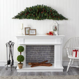 6' Artificial Christmas Swag with 50 LED Lights, Berries and Pine Cones-Garland-Parc Decor