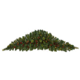 6' Artificial Christmas Swag with 50 LED Lights, Berries and Pine Cones-Garland-Parc Decor