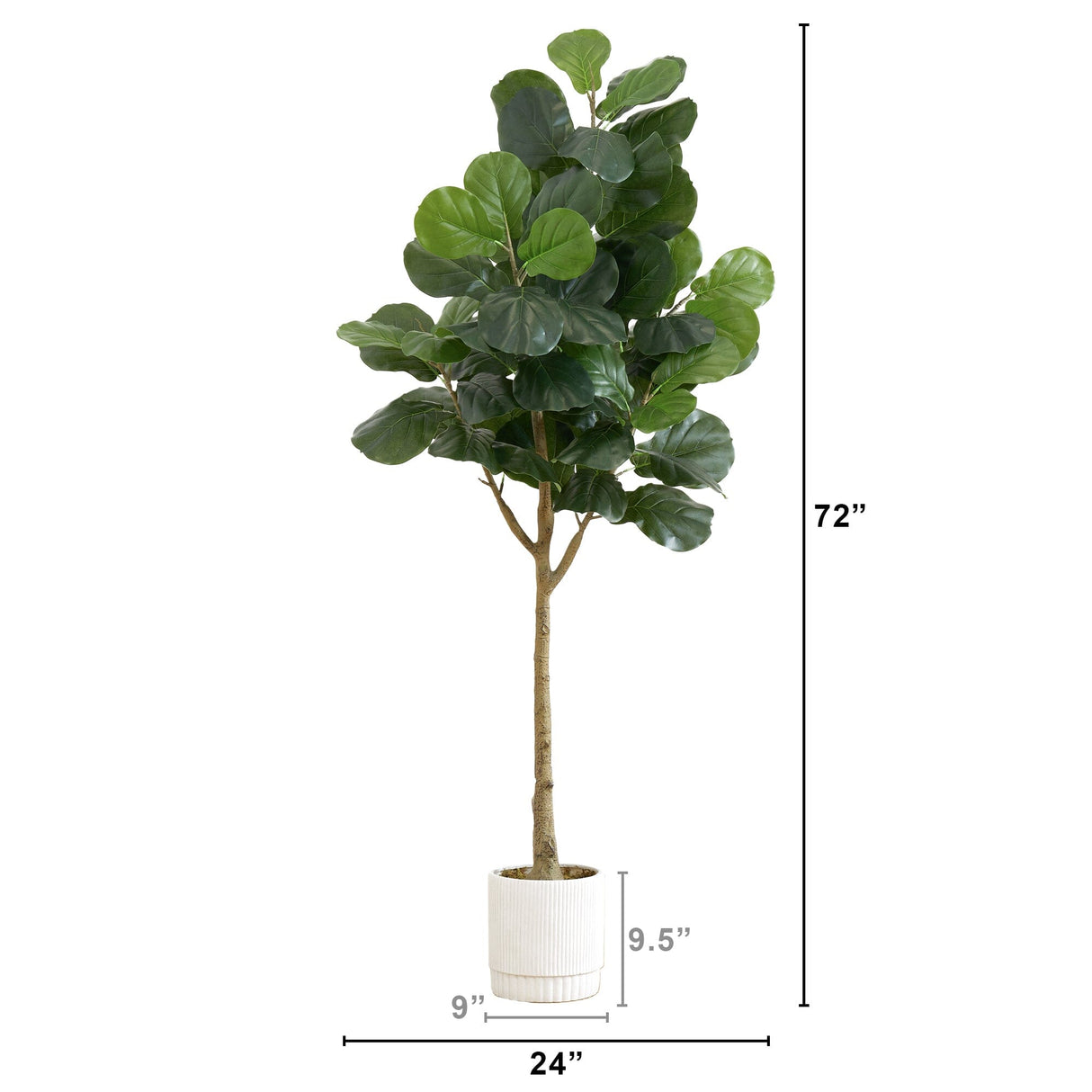 6’ Artificial Fiddle Leaf Fig Tree with White Decorative Planter-Tree-Parc Decor