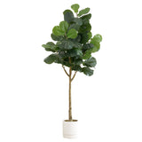 6’ Artificial Fiddle Leaf Fig Tree with White Decorative Planter-Tree-Parc Decor