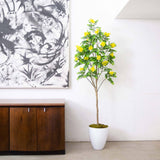 6’ Artificial Flowering Citrus Tree with Real Touch Leaves-Tree-Parc Decor