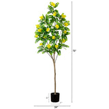 6’ Artificial Flowering Citrus Tree with Real Touch Leaves-Tree-Parc Decor