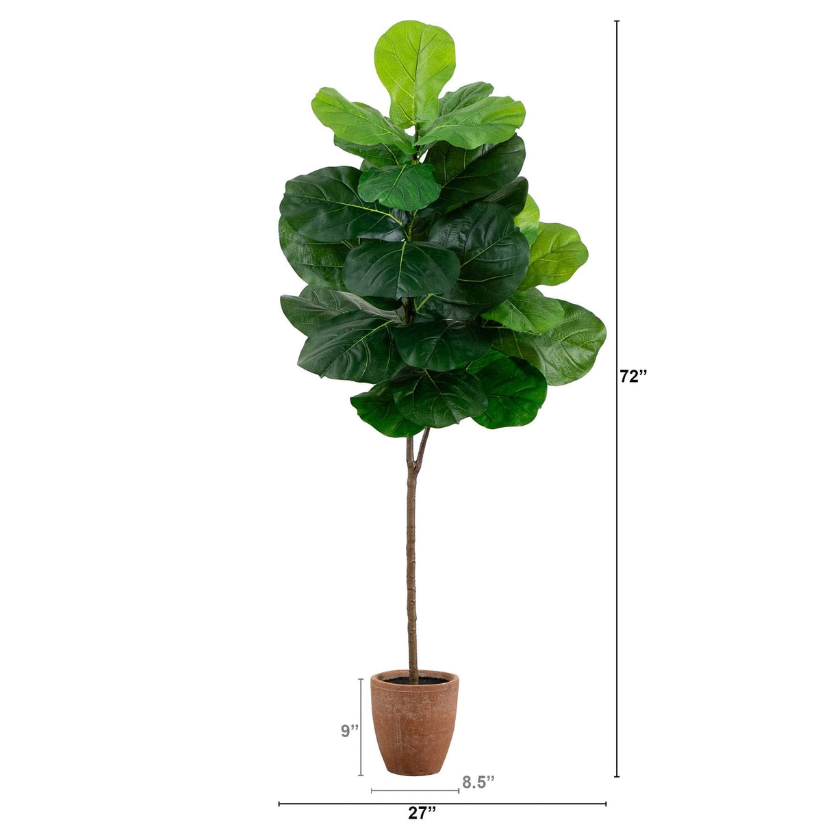 6’ Artificial Giant Leaf Fiddle Leaf Fig Tree in Decorative Planter with Real Touch Leaves-Tree-Parc Decor