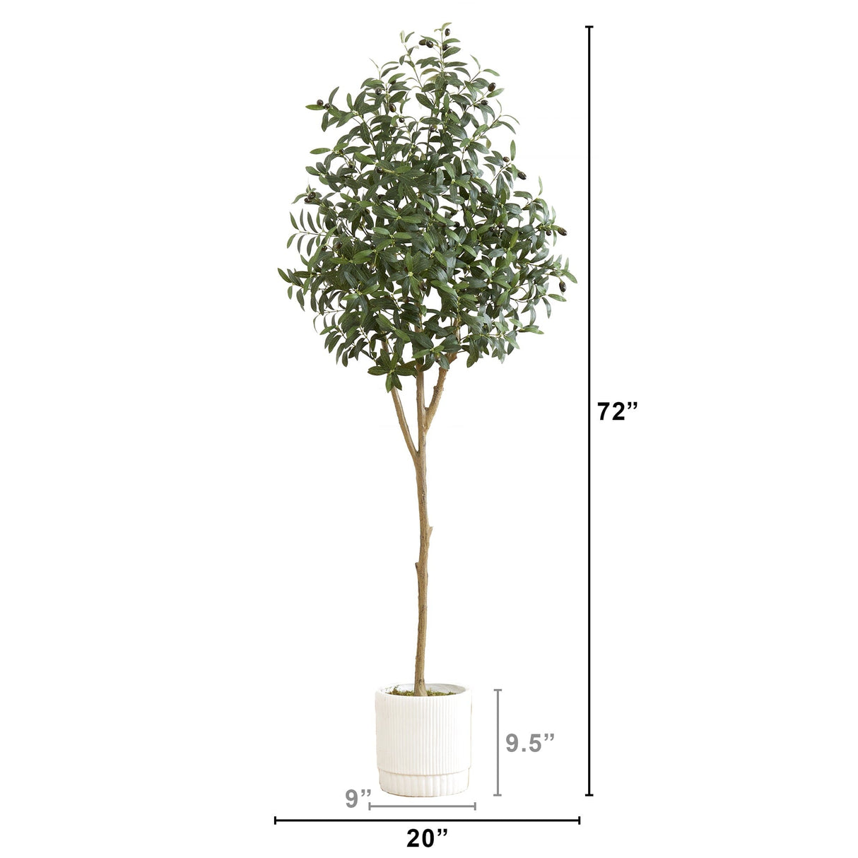 6’ Artificial Olive Tree with White Decorative Planter-Tree-Parc Decor
