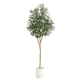 6’ Artificial Olive Tree with White Decorative Planter-Tree-Parc Decor