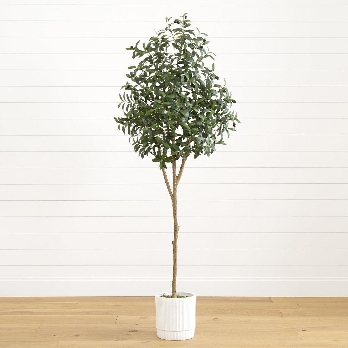 6’ Artificial Olive Tree with White Decorative Planter-Tree-Parc Decor