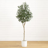 6’ Artificial Olive Tree with White Decorative Planter-Tree-Parc Decor