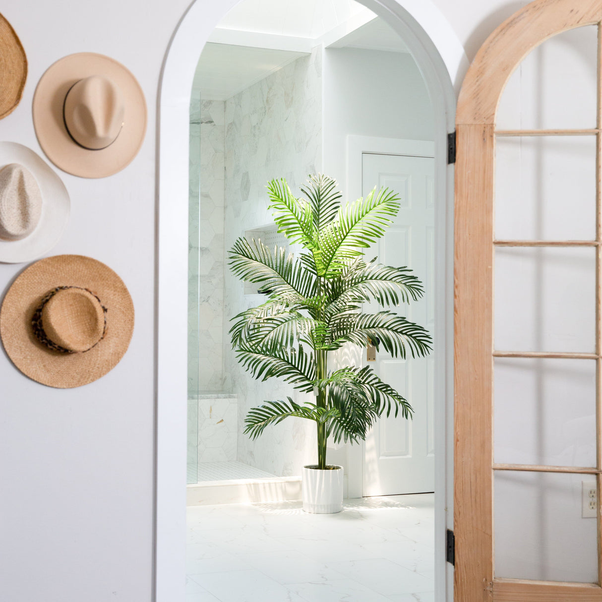 6’ Artificial Paradise Palm with White Decorative Planter-Tree-Parc Decor