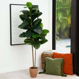 6’ Artificial Rubber Tree in Decorative Planter with Real Touch Leaves-Tree-Parc Decor