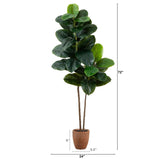 6’ Artificial Rubber Tree in Decorative Planter with Real Touch Leaves-Tree-Parc Decor