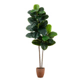 6’ Artificial Rubber Tree in Decorative Planter with Real Touch Leaves-Tree-Parc Decor