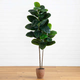 6’ Artificial Rubber Tree in Decorative Planter with Real Touch Leaves-Tree-Parc Decor