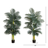 6’ Artificial Triple Stalk Golden Cane Palm Tree- Set of 2-Tree-Parc Decor