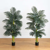 6’ Artificial Triple Stalk Golden Cane Palm Tree- Set of 2-Tree-Parc Decor