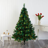 6' Assorted Green Scotch Pine Artificial Christmas Tree with 250 LED Lights-Christmas Tree-Parc Decor