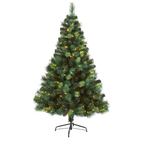 6' Assorted Green Scotch Pine Artificial Christmas Tree with 250 LED Lights-Christmas Tree-Parc Decor