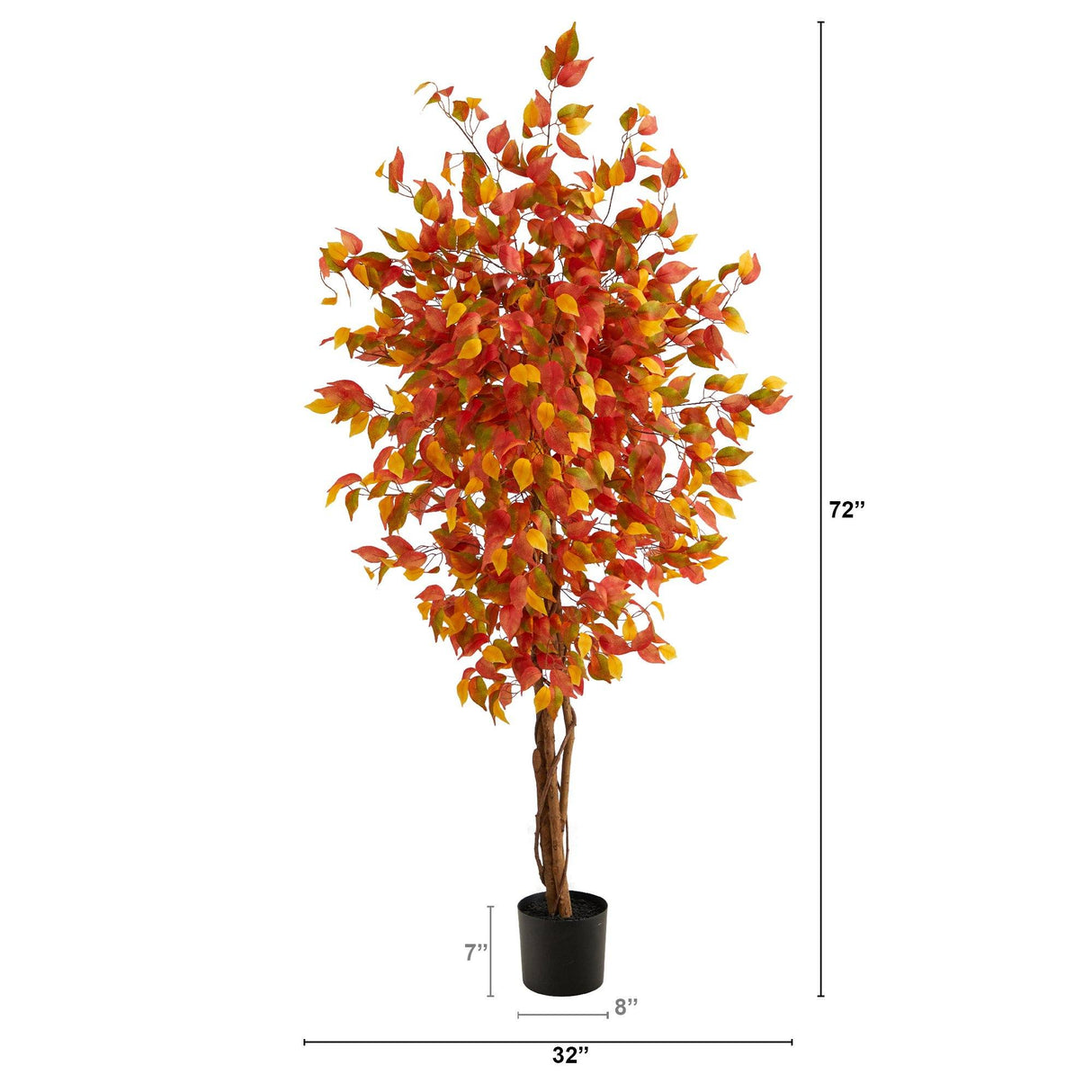 6’ Autumn Ficus Artificial Fall Tree-Tree-Parc Decor