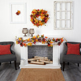 6’ Autumn Maple Leaf and Berry Fall Garland-Garland-Parc Decor