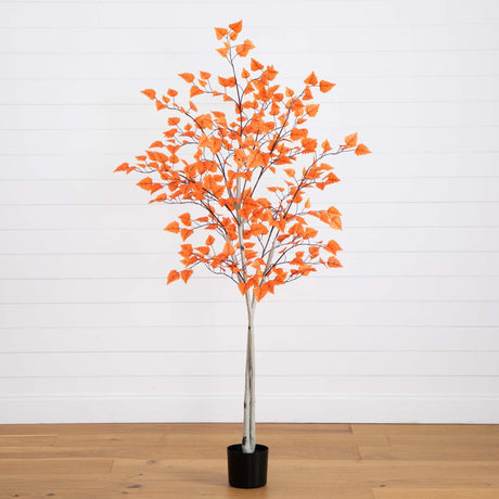 6’ Autumn Paper Birch Artificial Fall Tree-Tree-Parc Decor