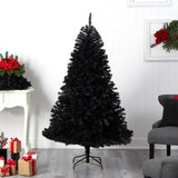 6’ Black Artificial Christmas Tree with 400 Clear LED Lights and 1036 Tips-Christmas Tree-Parc Decor